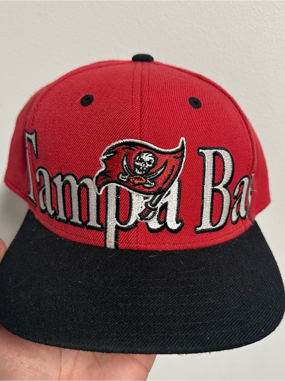 Tampa Bay Buccaneers Bucs Snapback Hat Red Spell out Flag NFL